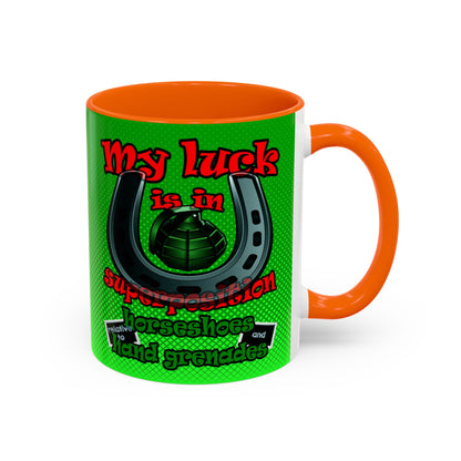 my luck - Accent Mug (logo green)