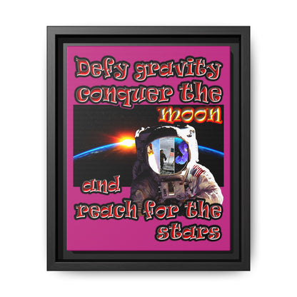 defy conquer reach - framed canvas art (pink)