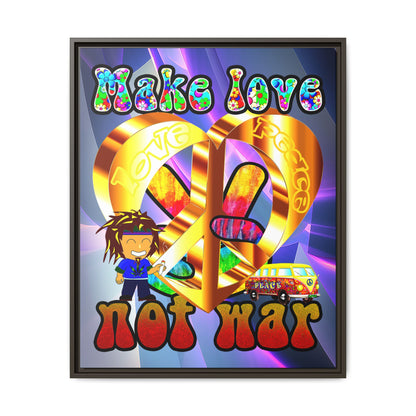 love peace - framed canvas art (grey-pink wave)