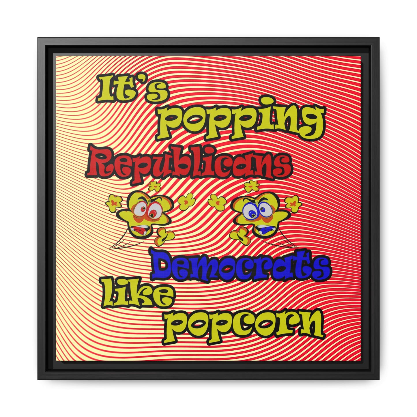 popping like popcorn - framed canvas art (yellow-orange wave)