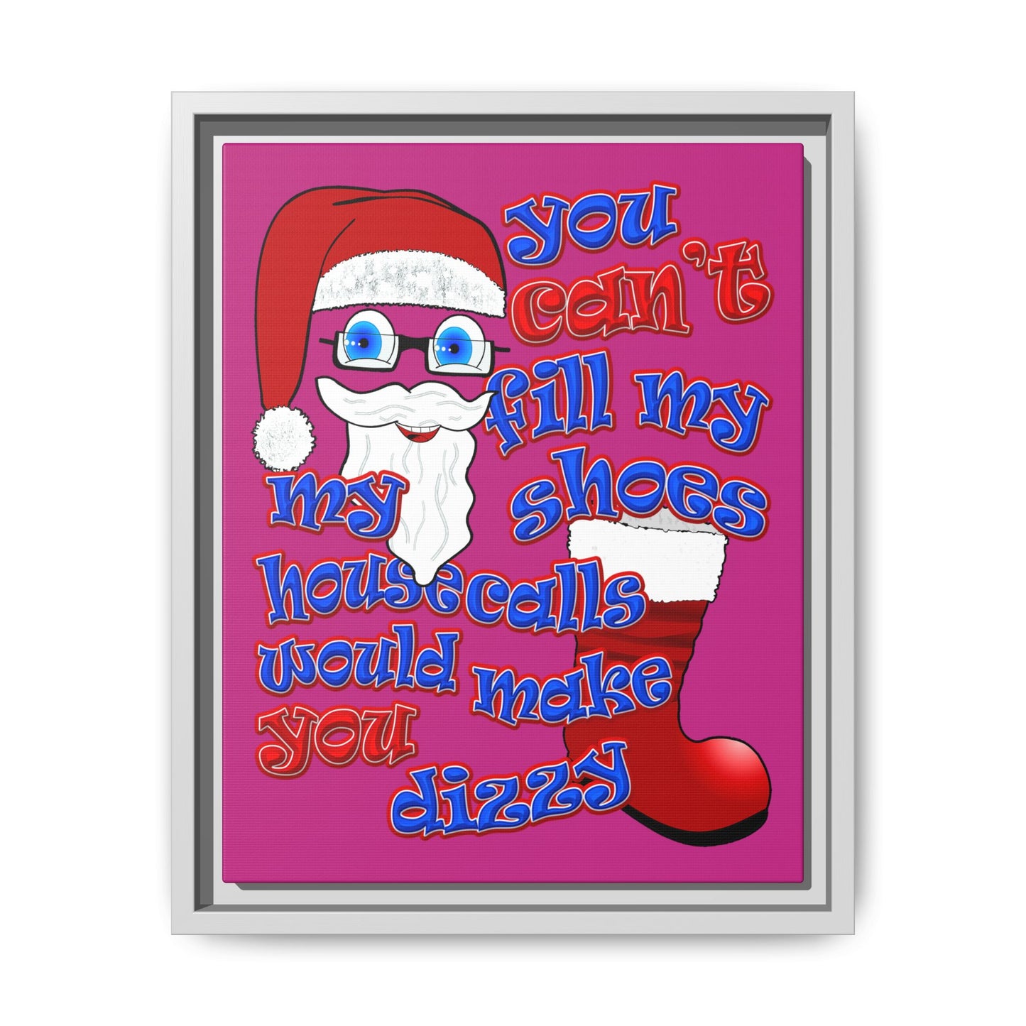santa's shoes - framed canvas art (pink)