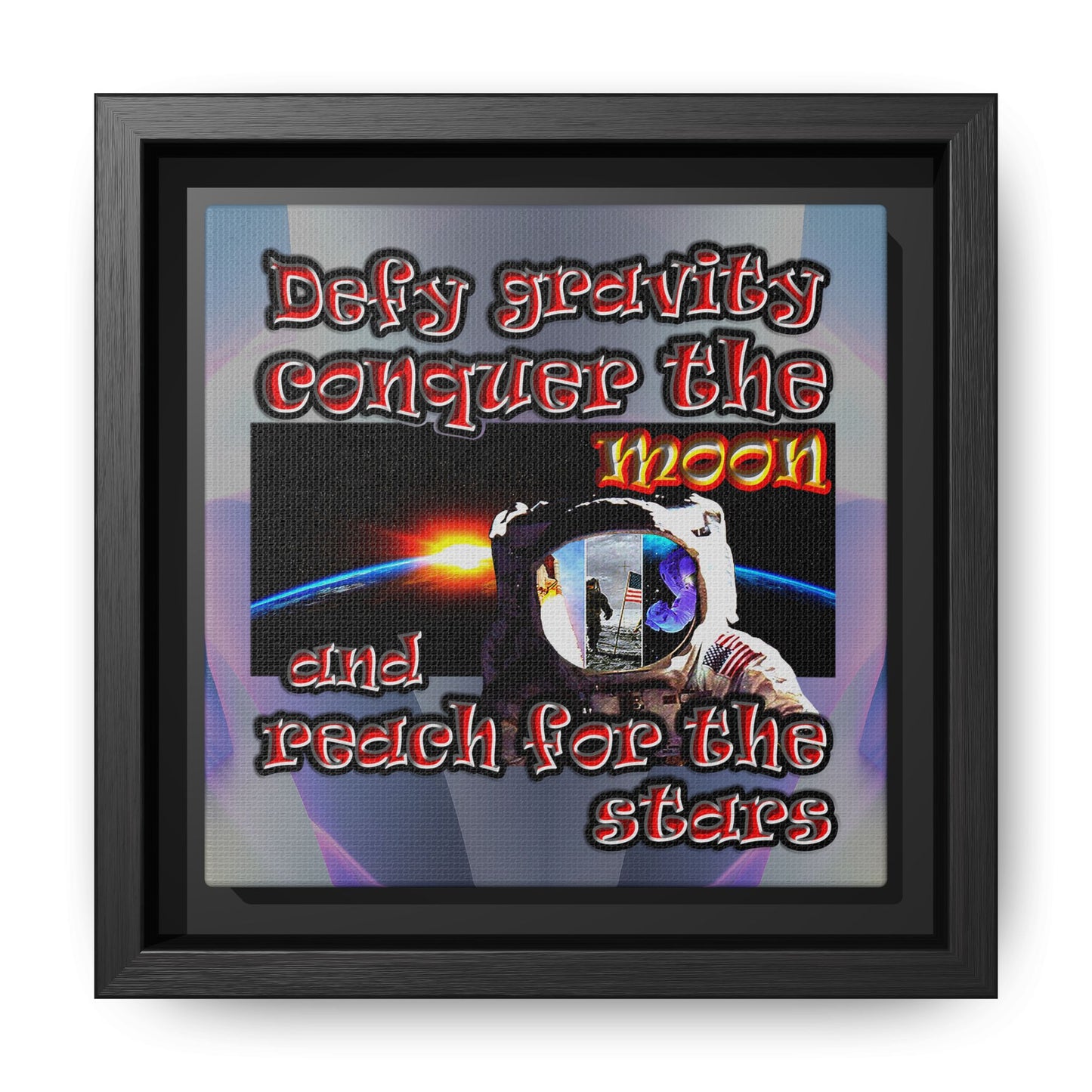defy conquer reach - framed canvas art (grey-pink wave)