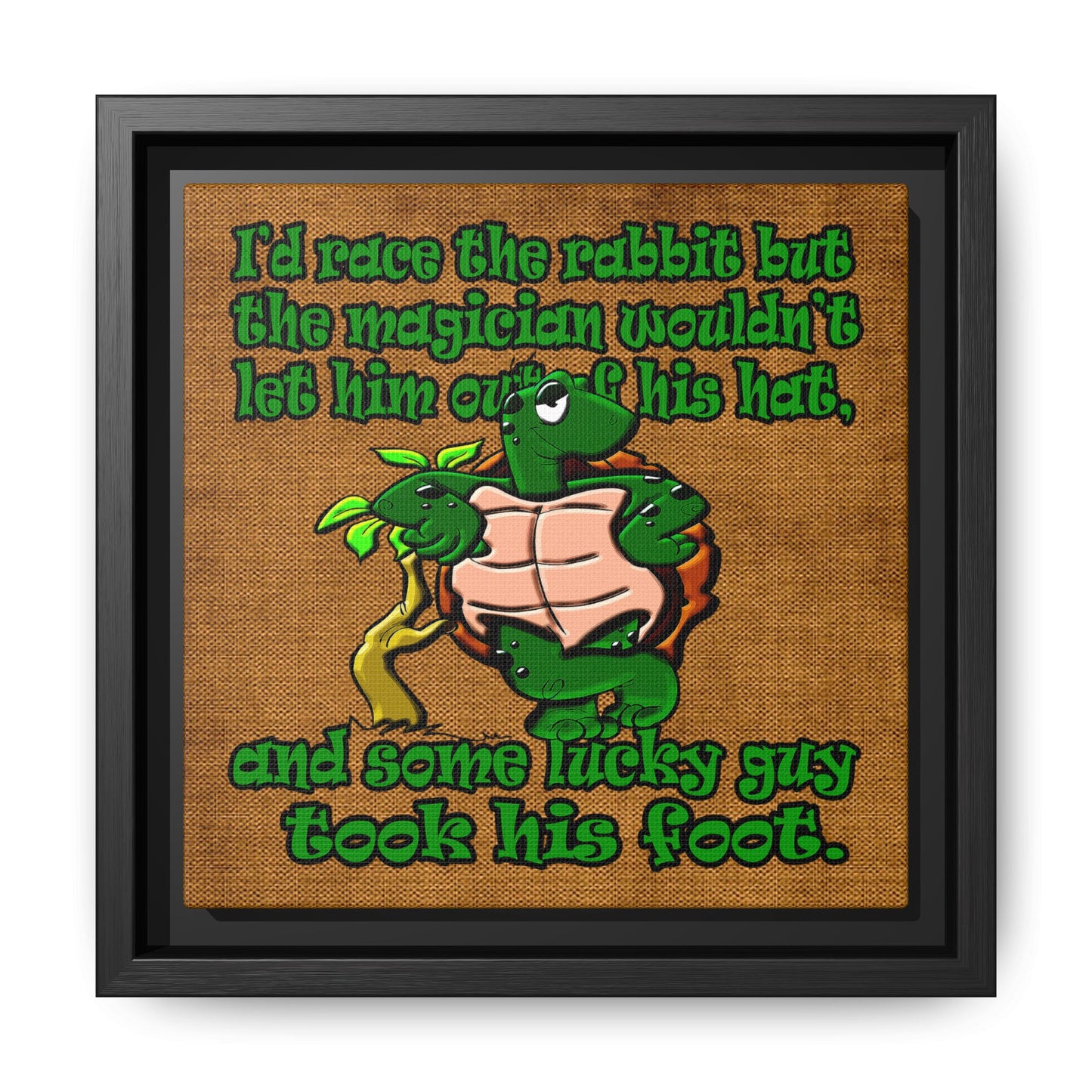turtle race - framed canvas art (brown papyrus)