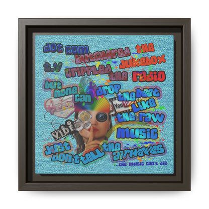 drop the beat - framed canvas art (faded blue)