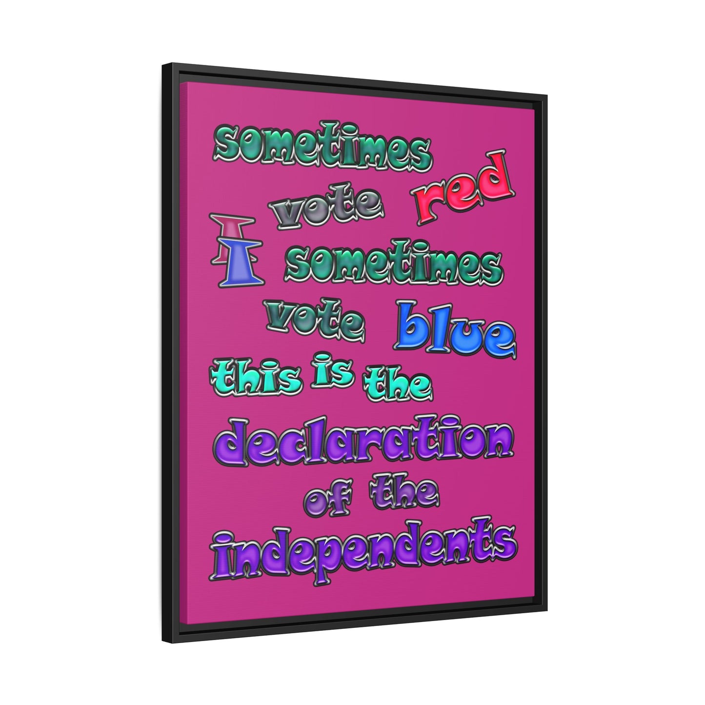 declaration of the independents - framed canvas art (pink)