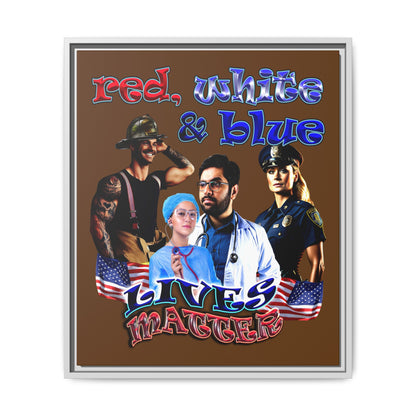 rw&b lives matter - framed canvas art (brown)