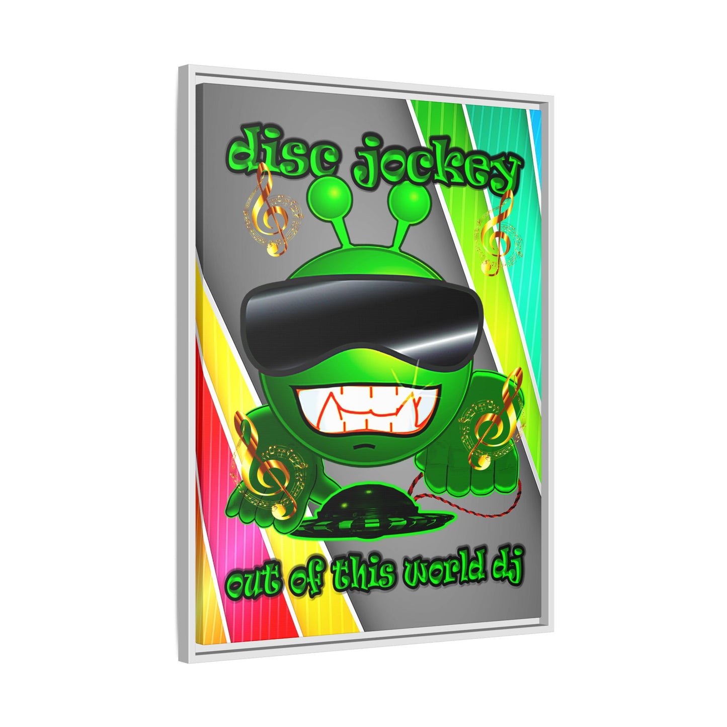 disc jockey - framed canvas art (rainbow split)