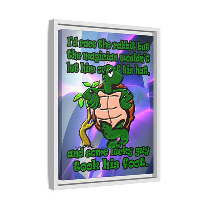 turtle race - framed canvas art (grey-pink wave)