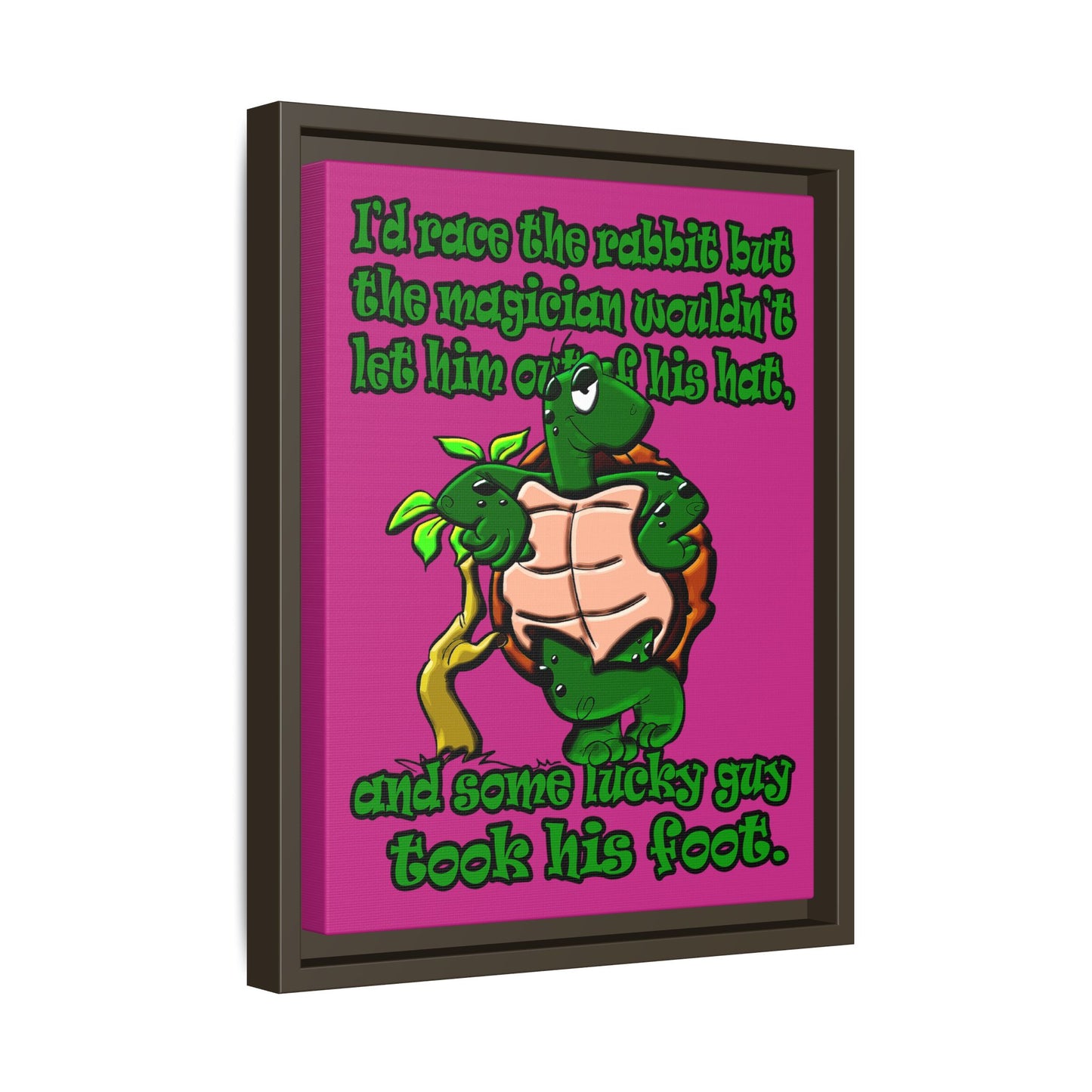 turtle race - framed canvas art (pink)