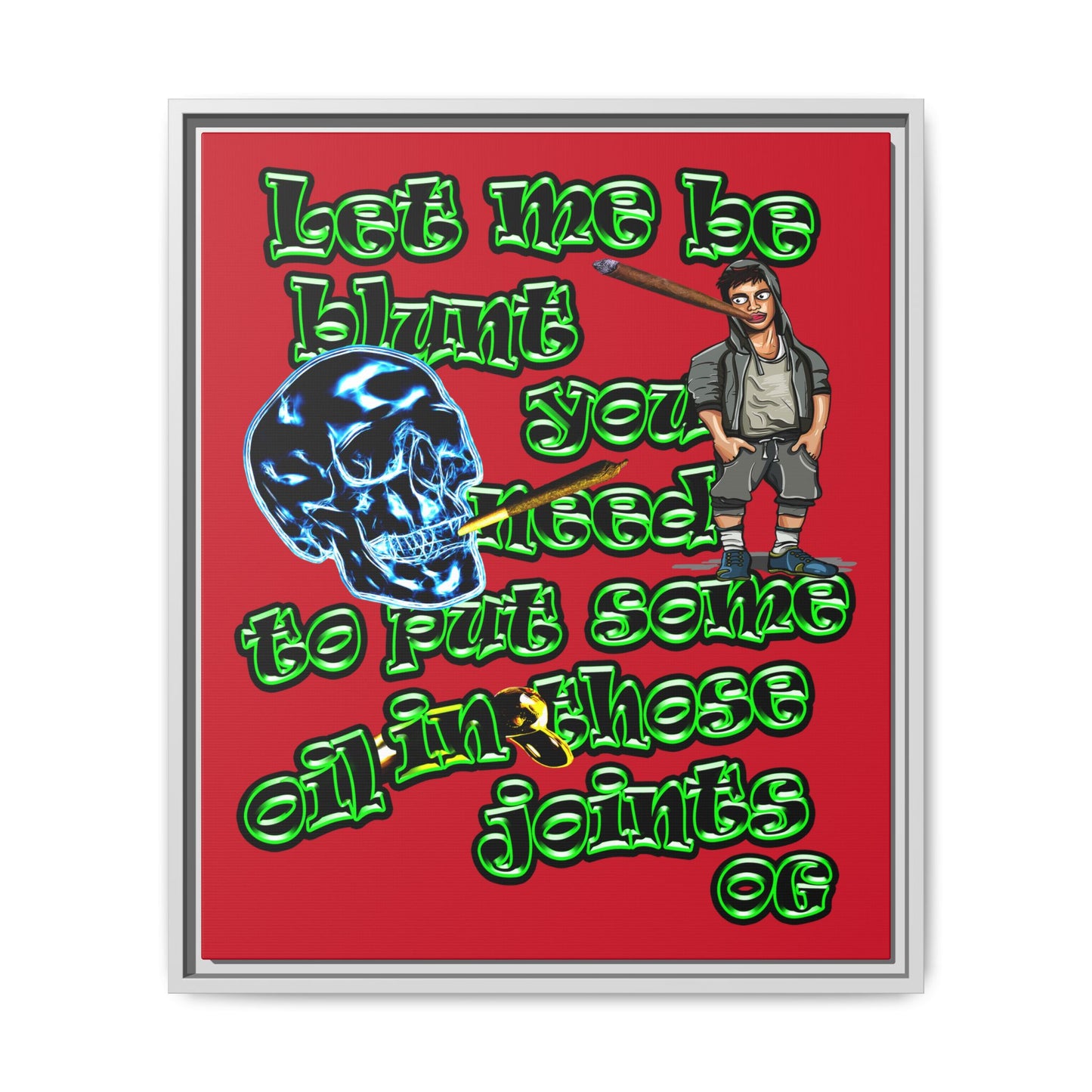 og - framed canvas art (dark red)