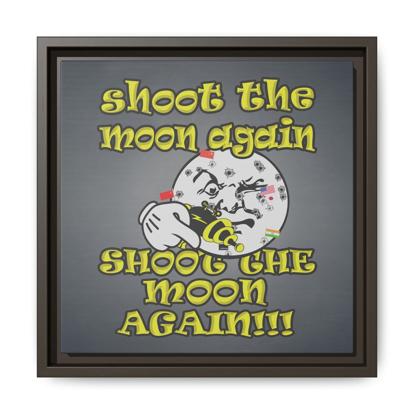 shoot the moon again - framed canvas art (grey-light grey)