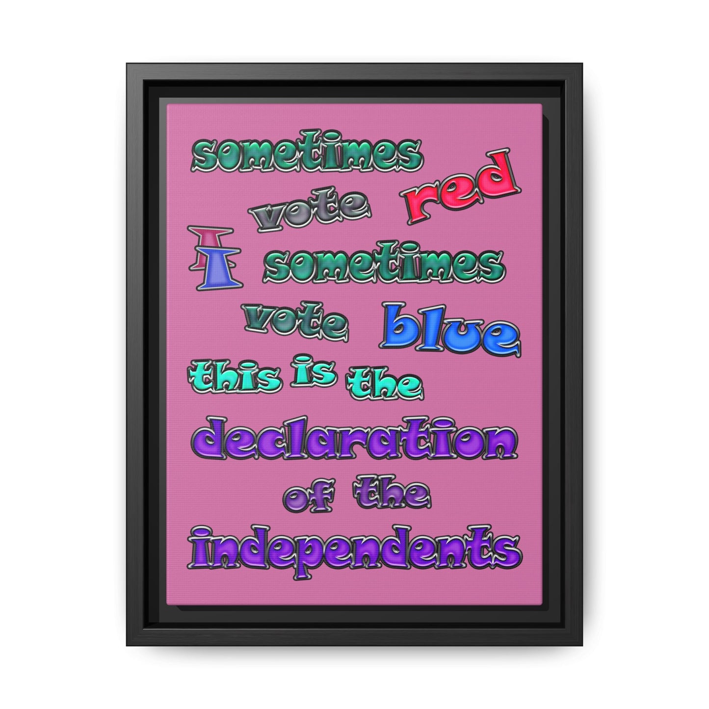 declaration of the independents - framed canvas art (light pink)