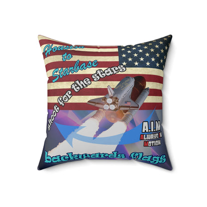 shoot for the stars - Spun Polyester Square Pillow - (grey-pink wave)