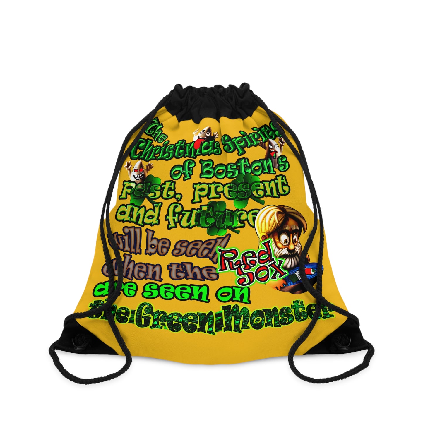 christmas spirits of boston - Drawstring Bag (yellow)