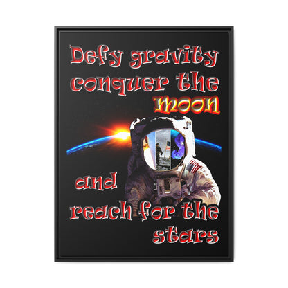 defy conquer reach - framed canvas art (black)