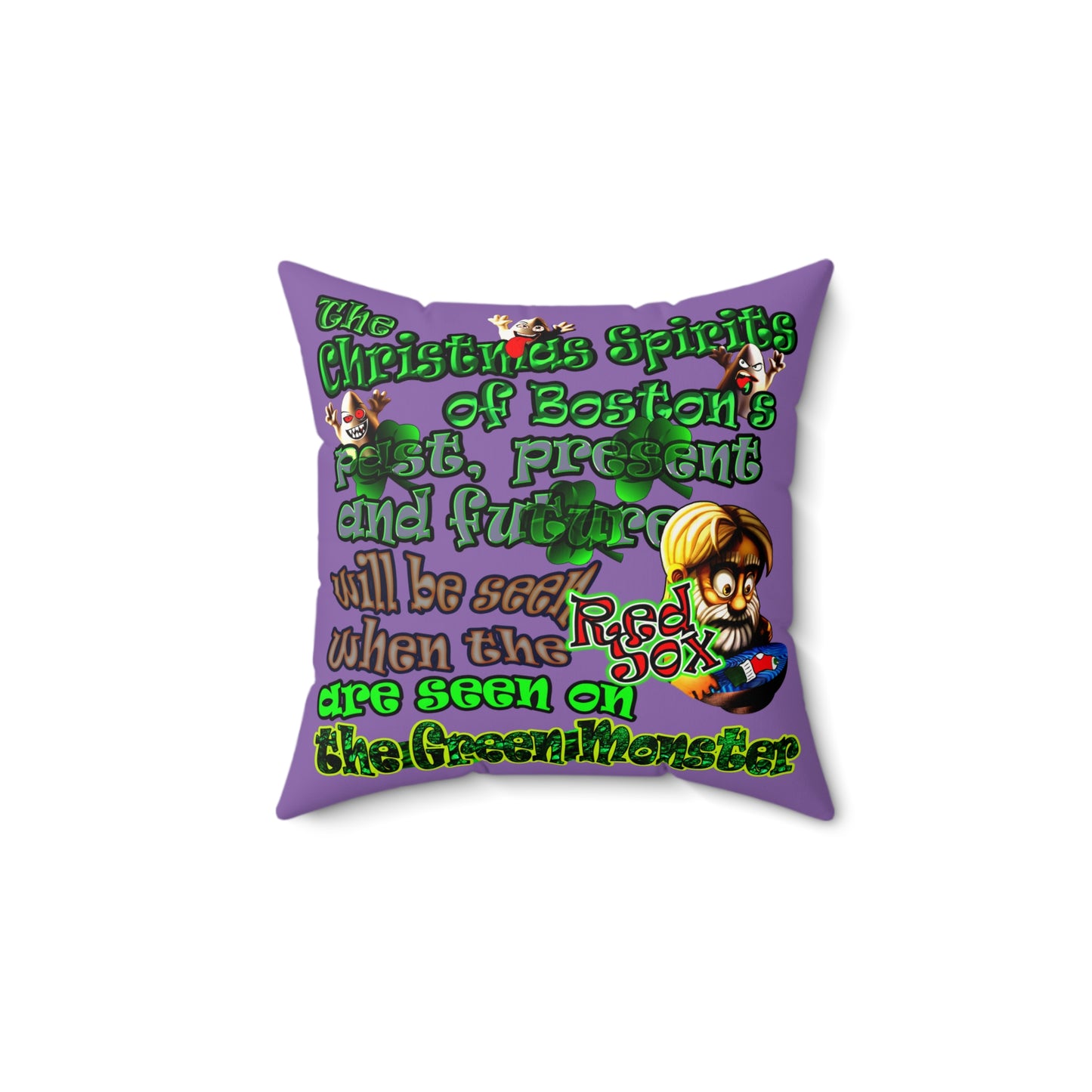 christmas spirits of boston - Faux Suede Square Pillow - (light purple)