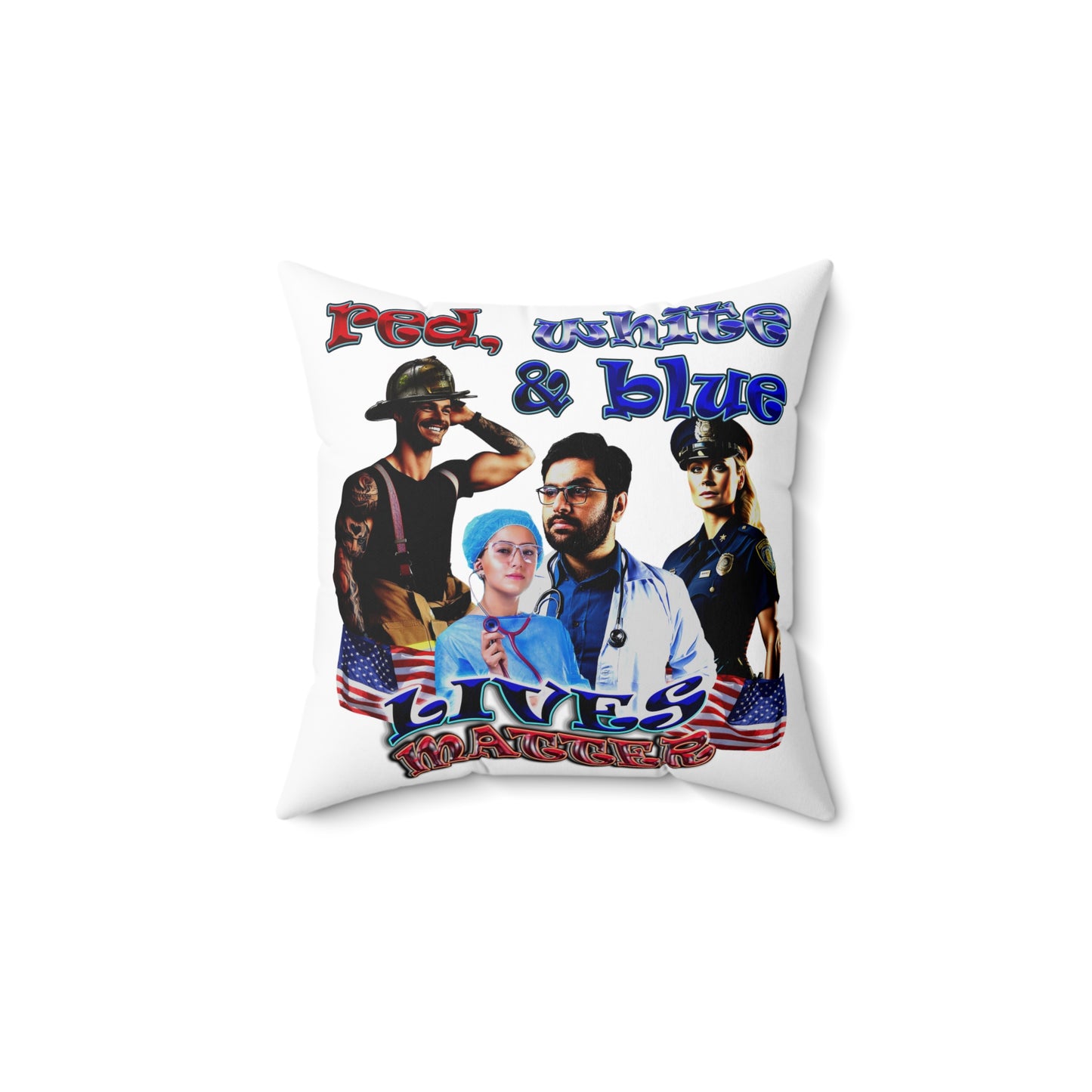 rw&b lives matter - Spun Polyester Square Pillow - (white)