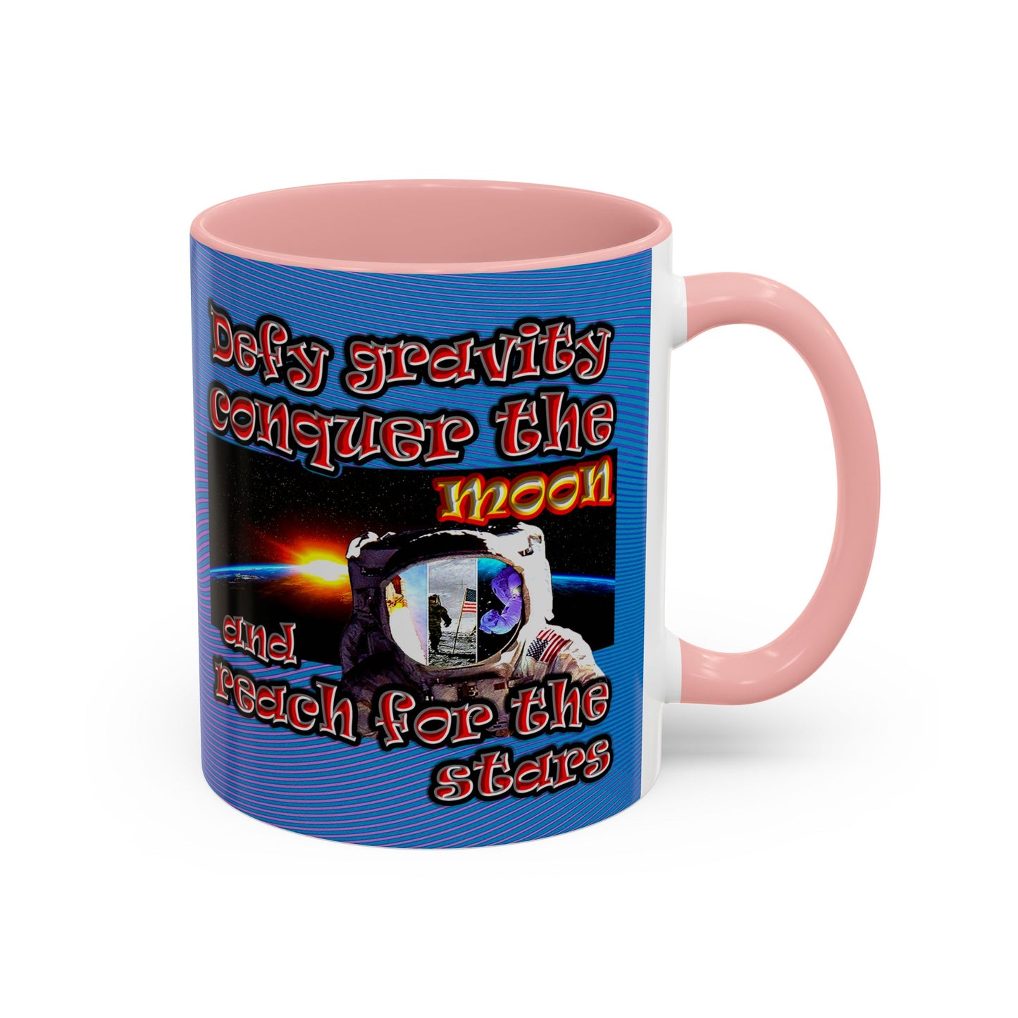 defy conquer reach - Accent Mug (light blue-purple wave)