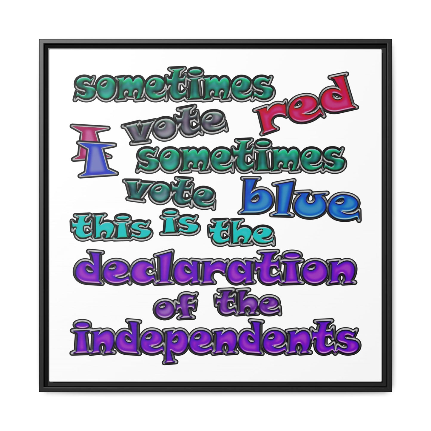 declaration of the independents - framed canvas art (white)