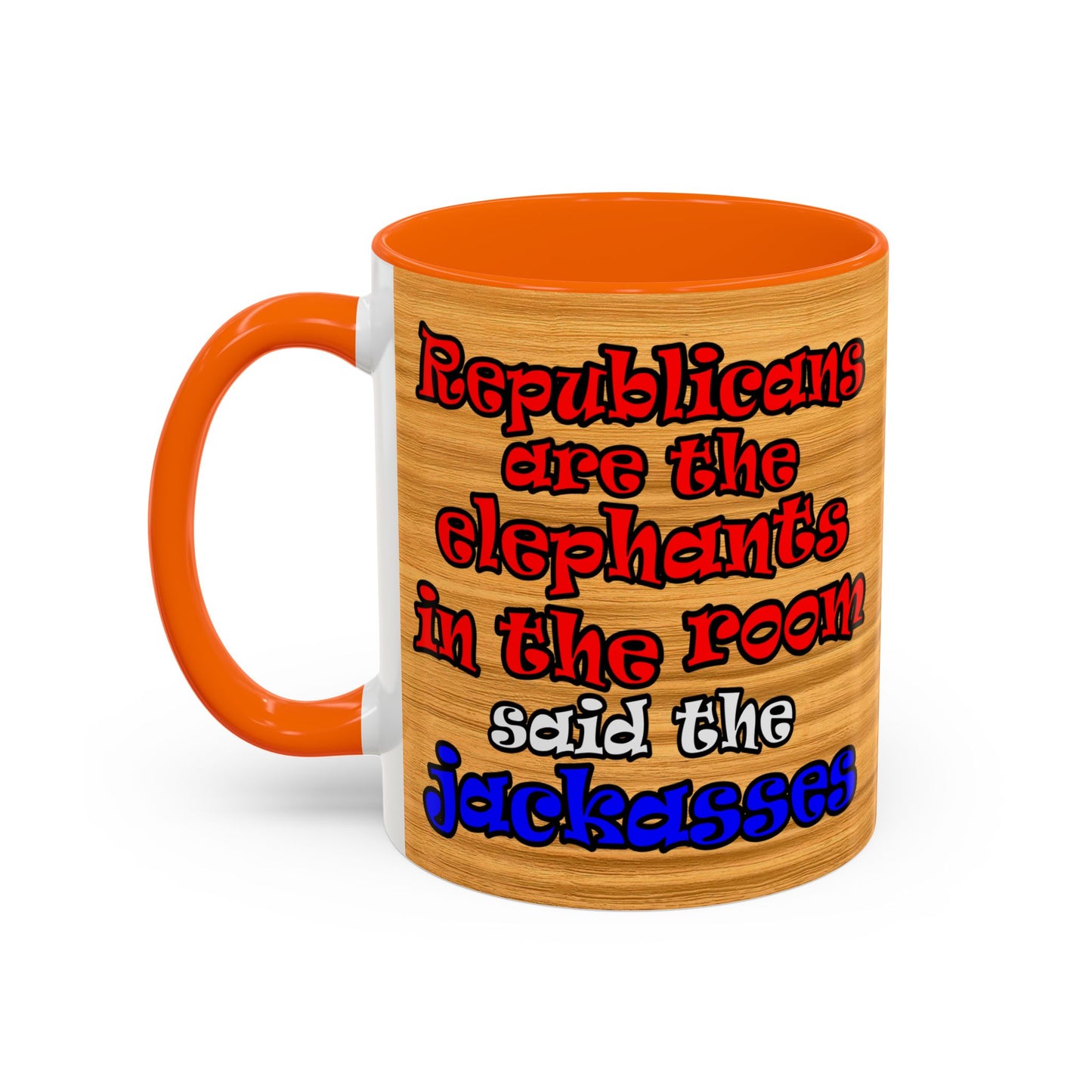 donkeys and elephants - Accent Mug (butterscotch wood finish)