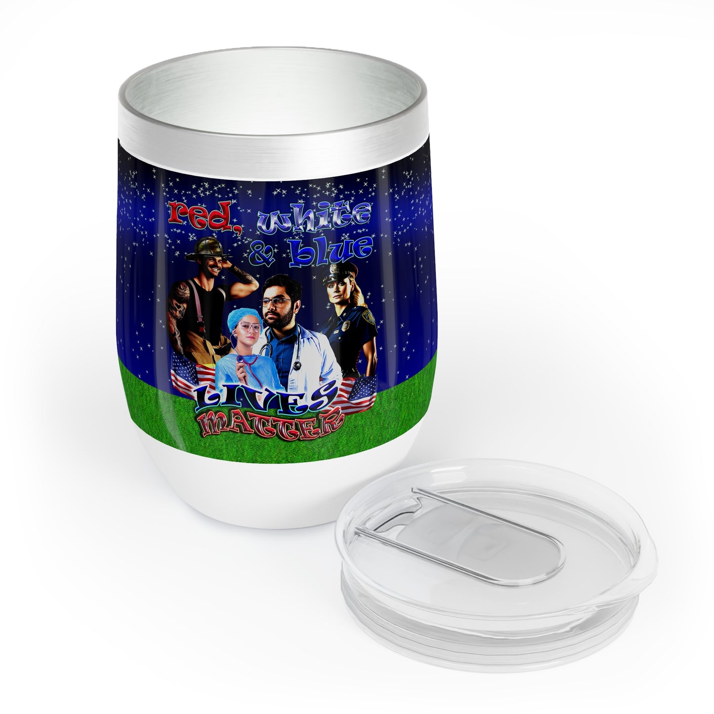 rw&b lives matter - Chill Wine Tumbler ('snoops' background)