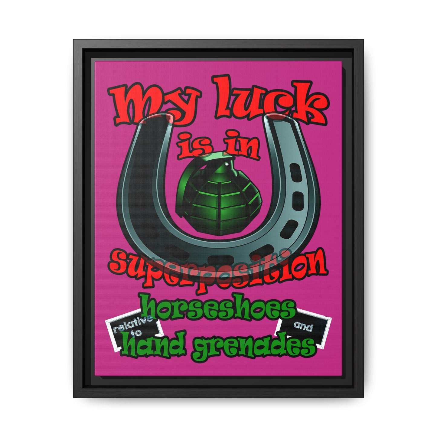my luck - framed canvas art (pink)