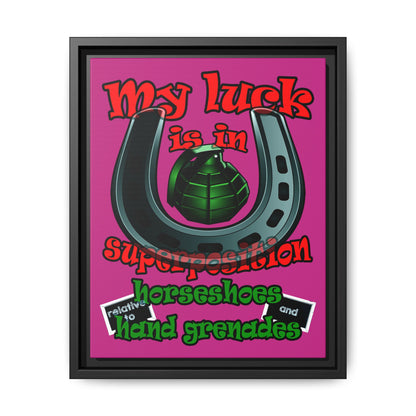my luck - framed canvas art (pink)