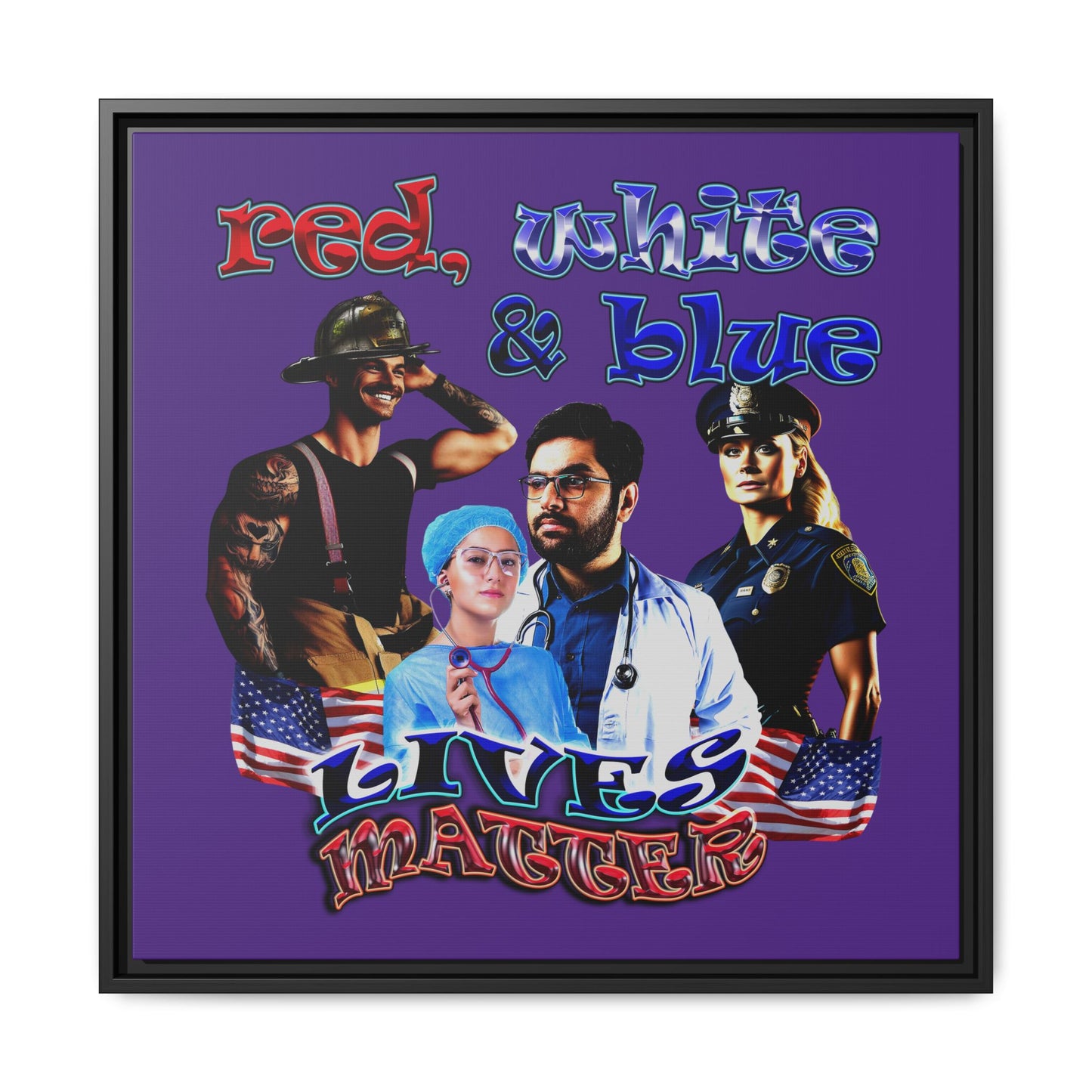 rw&b lives matter - framed canvas art (purple)
