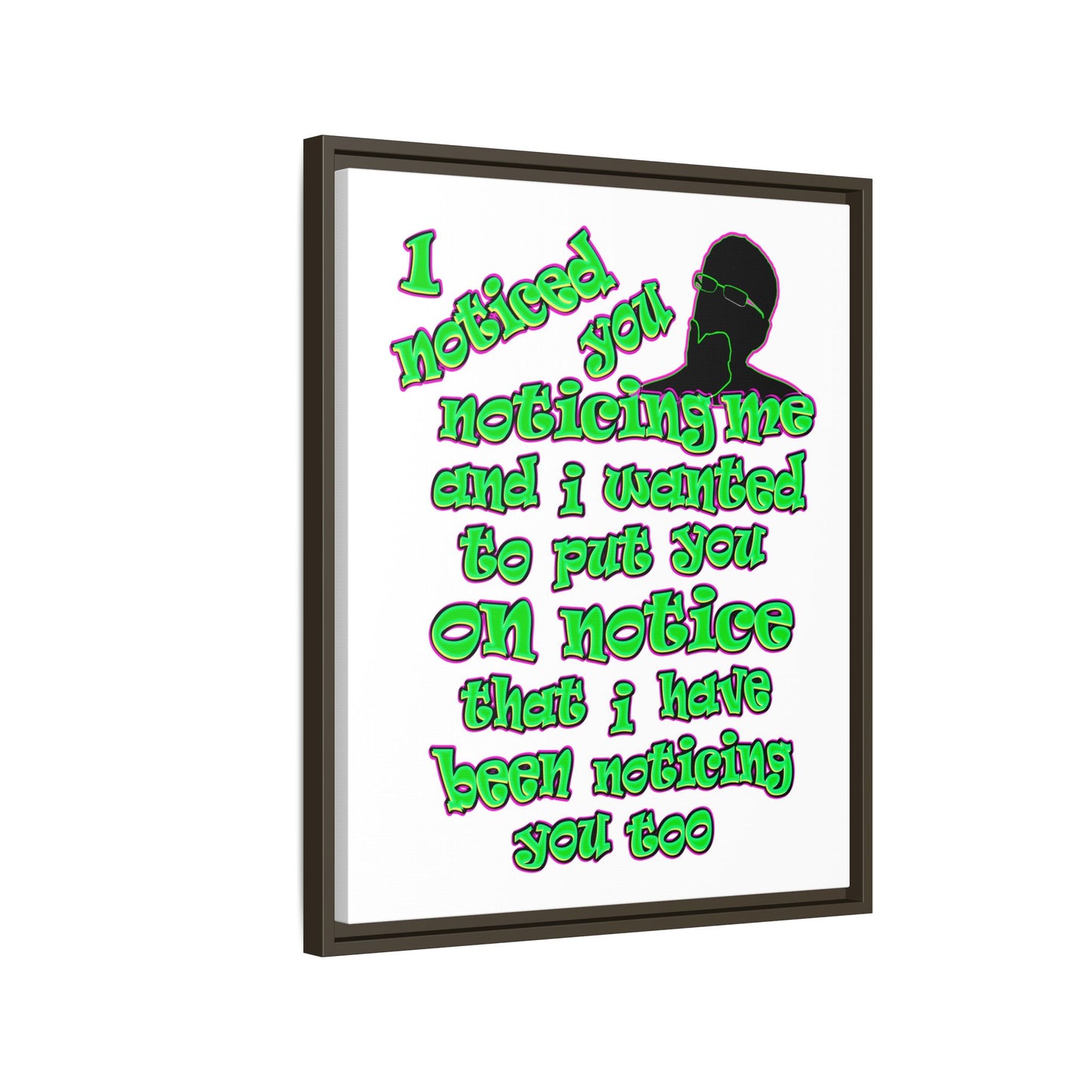 noticed you noticing - framed canvas art (white)