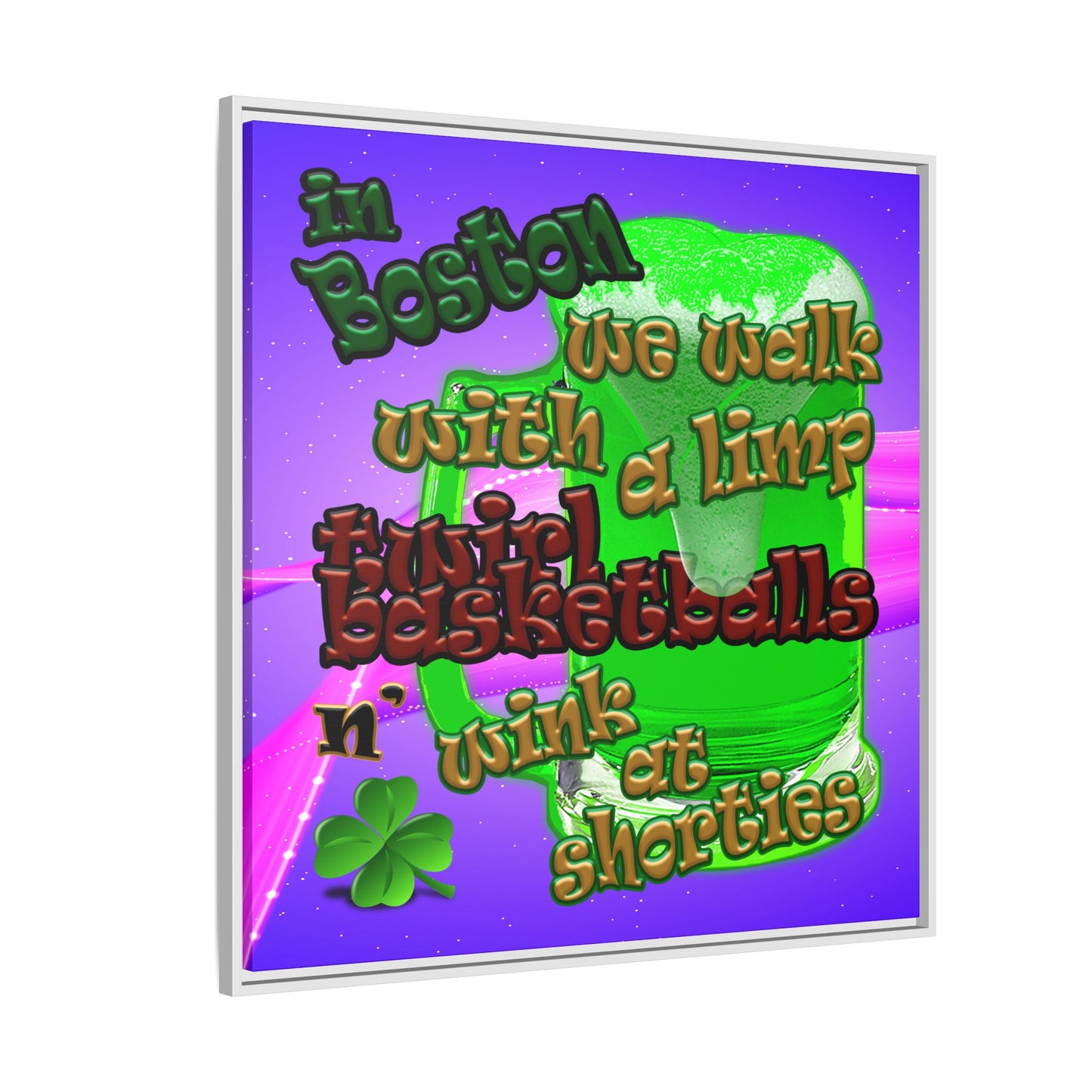 celtics logo - framed canvas art (purple-pink wave)