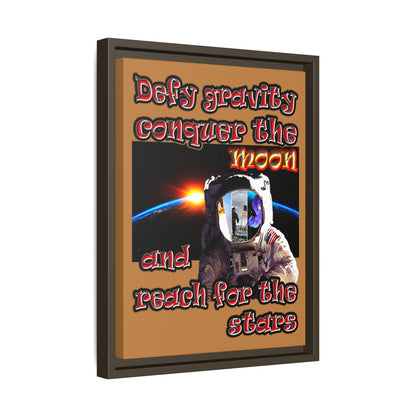 defy conquer reach - framed canvas art (light brown)
