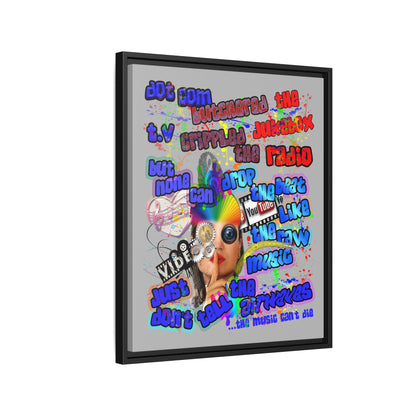 drop the beat - framed canvas art (light grey)
