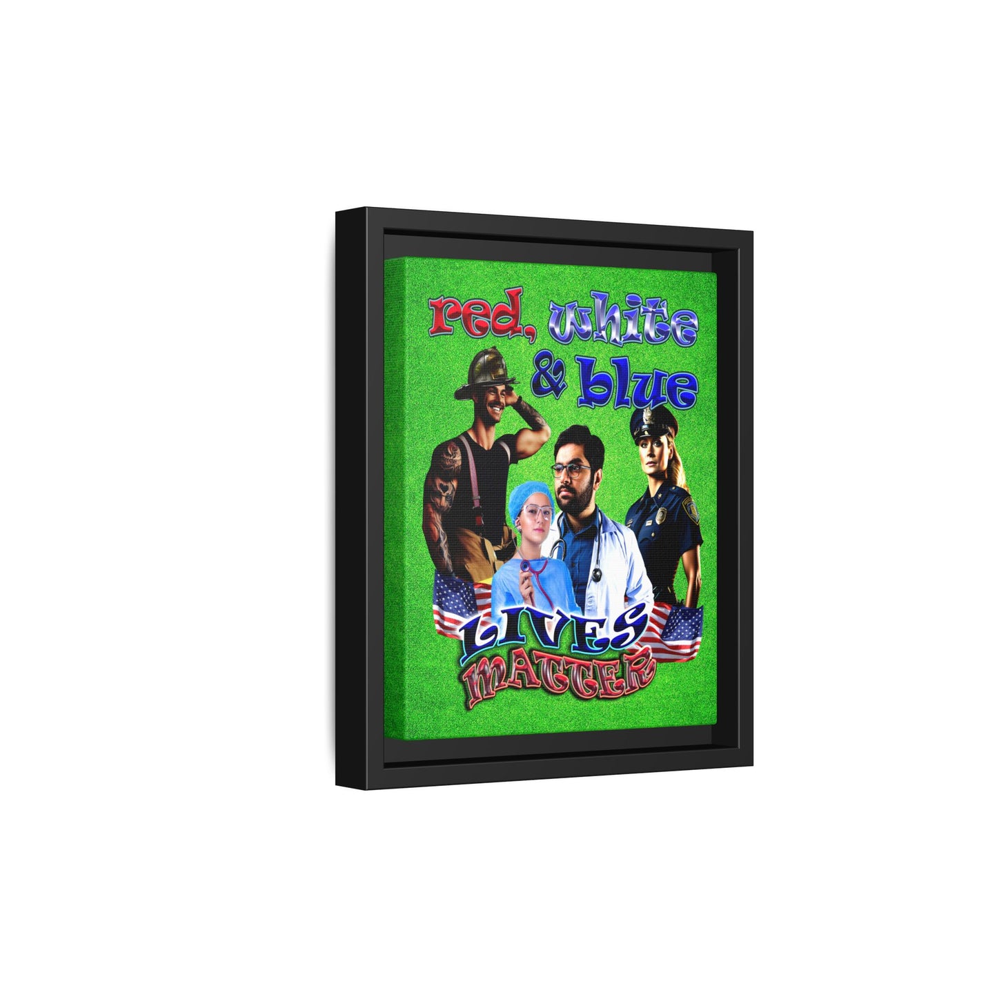 rw&b lives matter - framed canvas art (green turf)