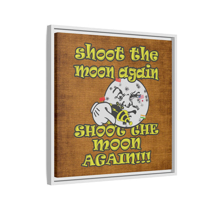shoot the moon again - framed canvas art (brown papyrus)