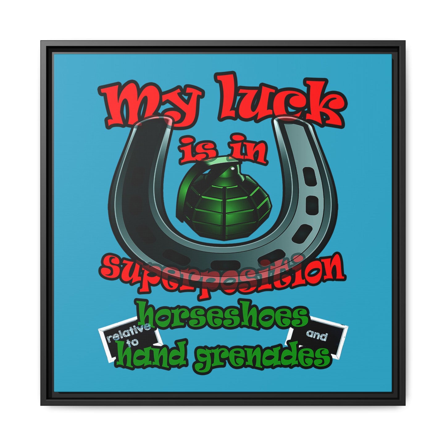 my luck - framed canvas art (turquoise)