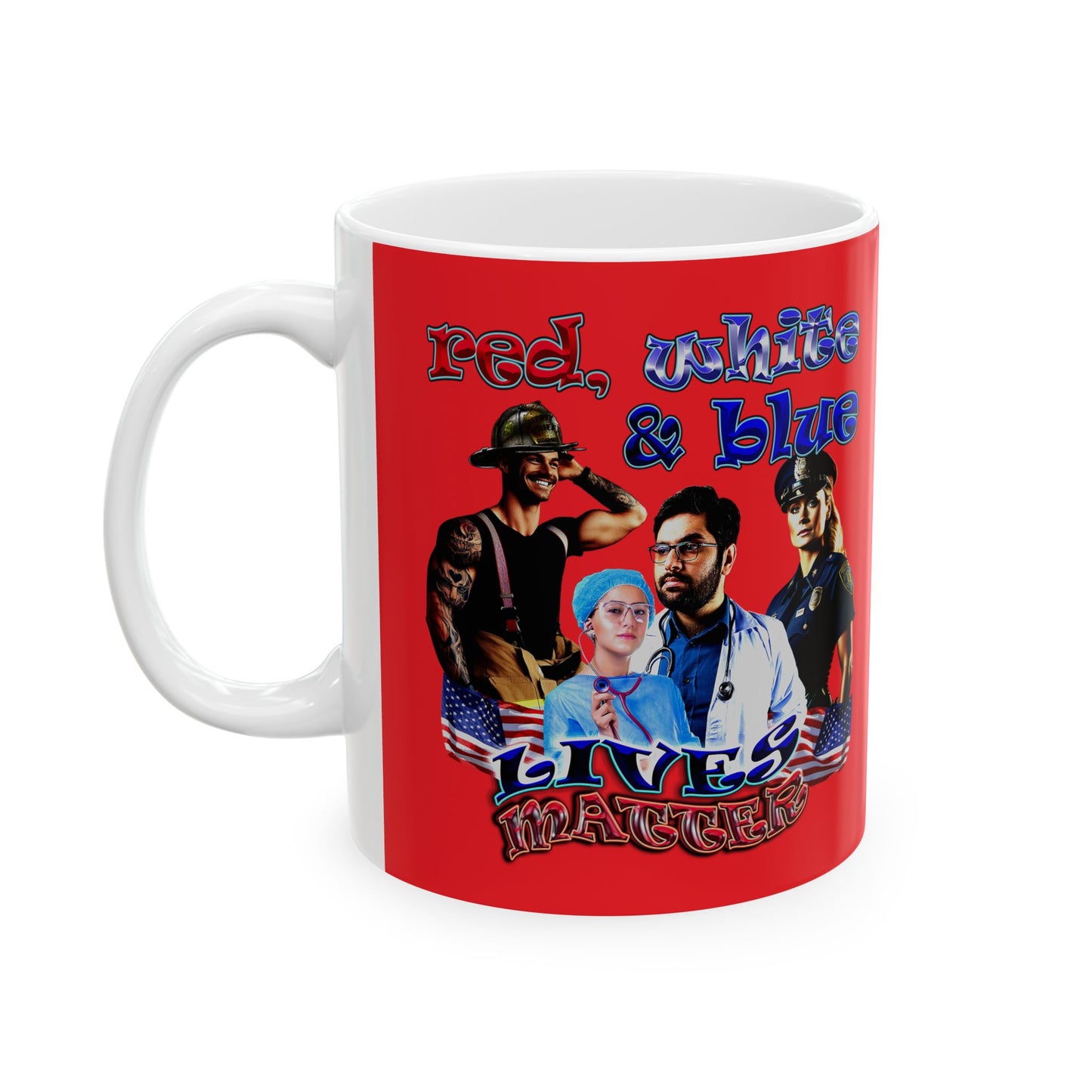 rw&b lives matter - White Mug (red)