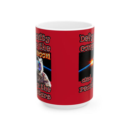 defy conquer reach - White Mug (dark red)