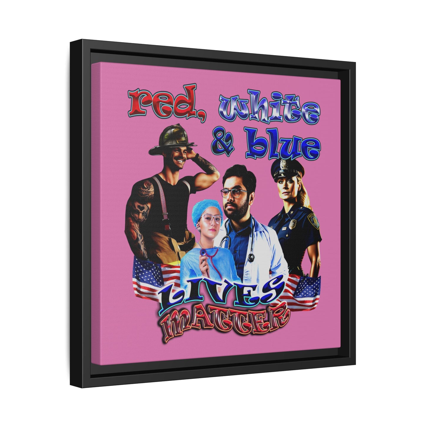 rw&b lives matter - framed canvas art (light pink)