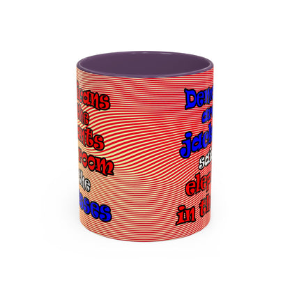 donkeys and elephants - Accent Mug (yellow-orange wave)