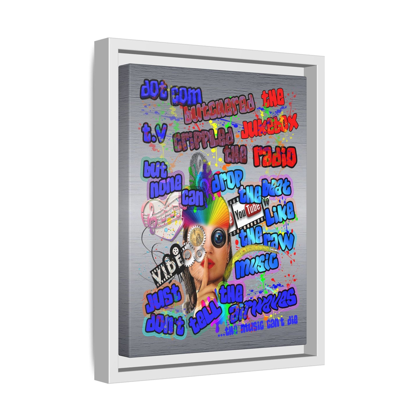 drop the beat - framed canvas art (brushed nickel)