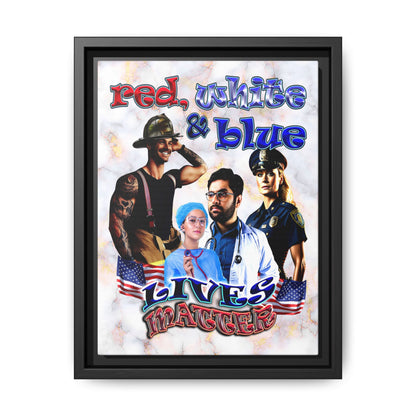 rw&b lives matter - framed canvas art (white marble)