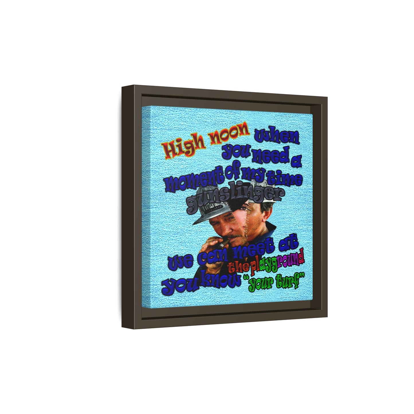 high noon - framed canvas art (faded blue)