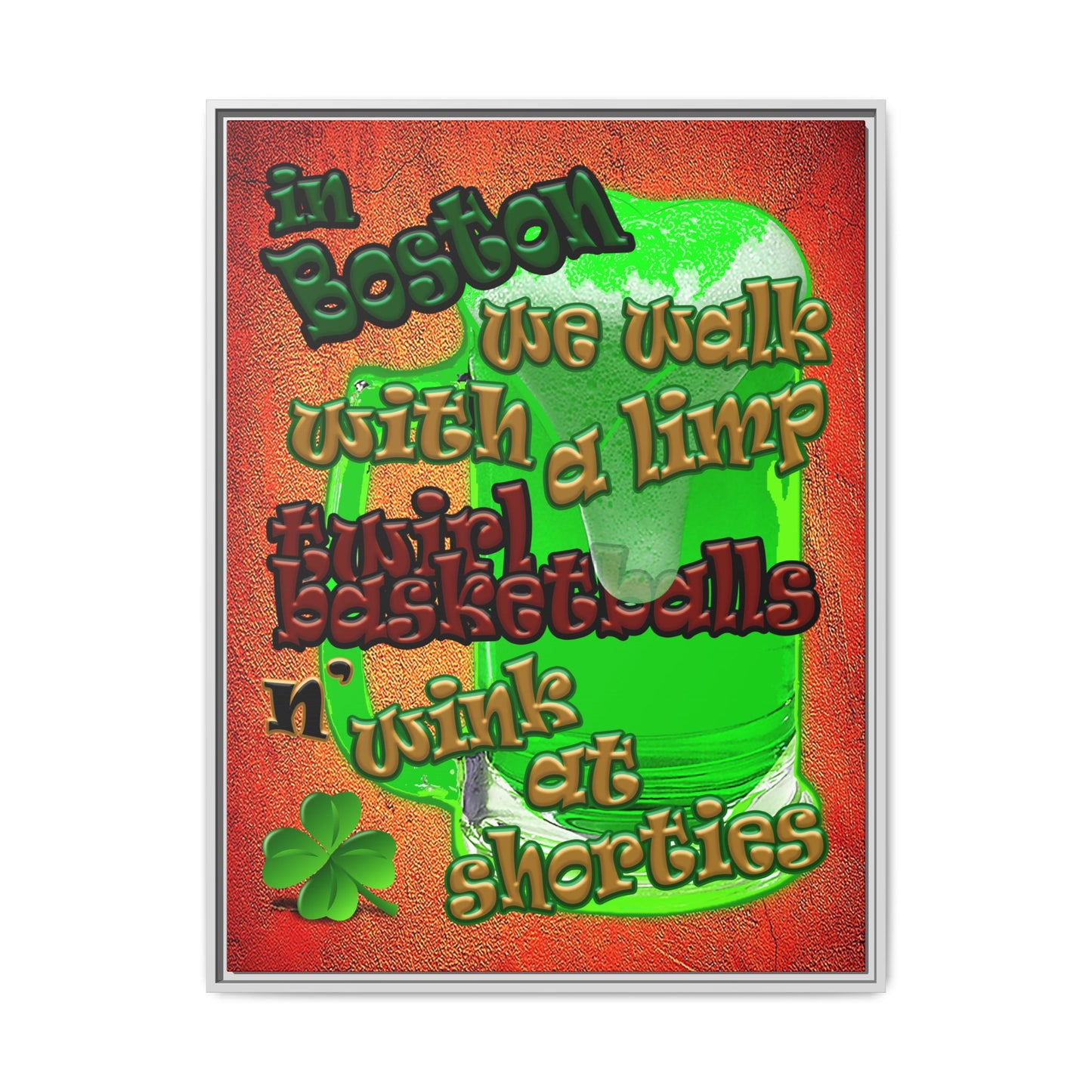 celtics logo - framed canvas art (burnt orange)