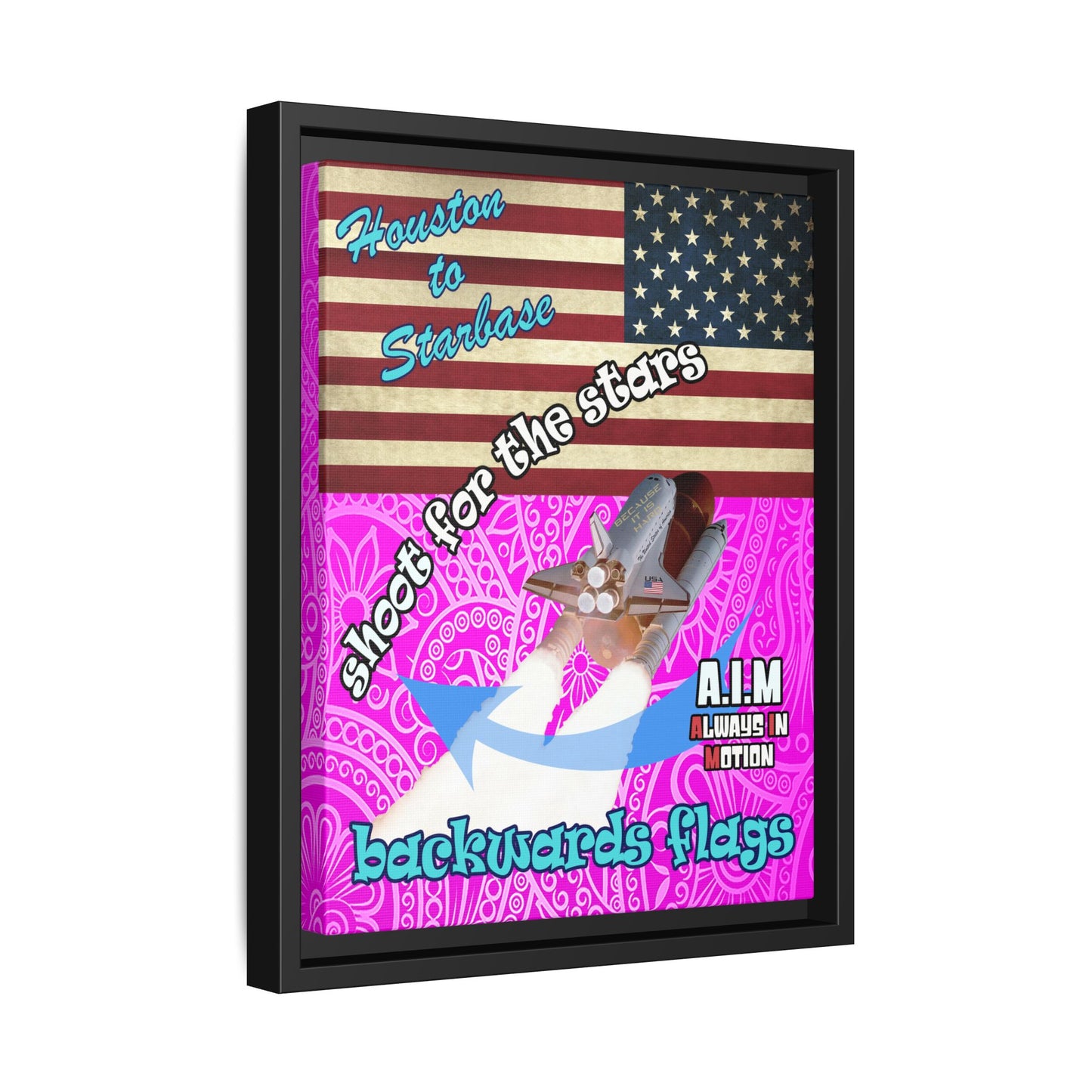 shoot for the stars - framed canvas art (pink swirl)