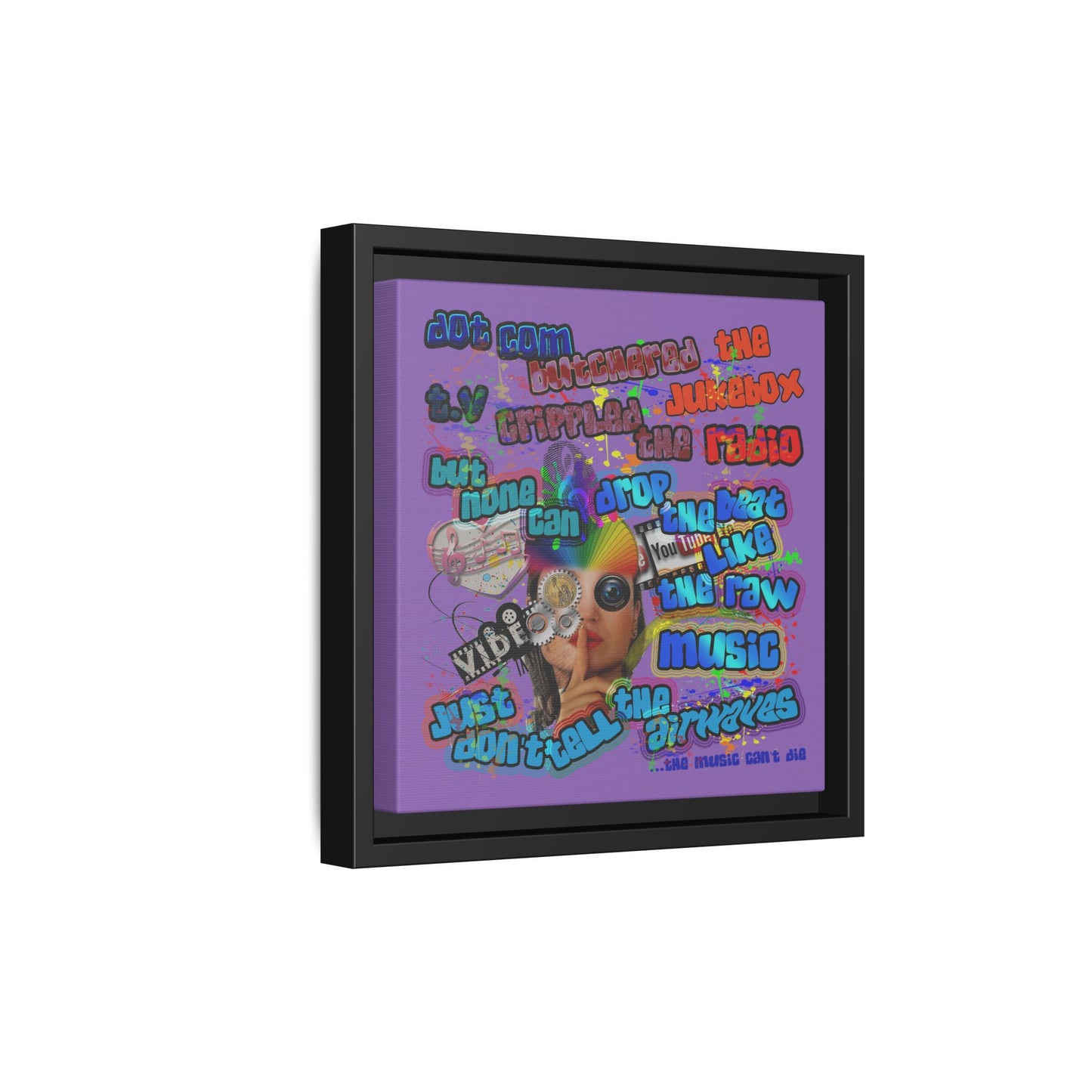 drop the beat - framed canvas art (light purple)