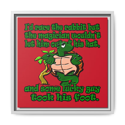 turtle race - framed canvas art (dark red)