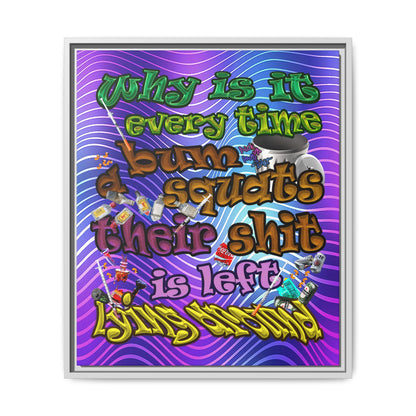 the bum's shit - framed canvas art (purple wave)