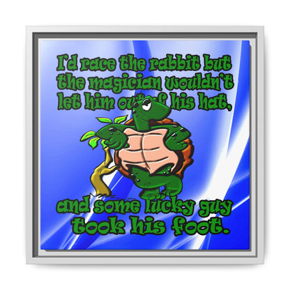 turtle race - framed canvas art (blue-white wave)
