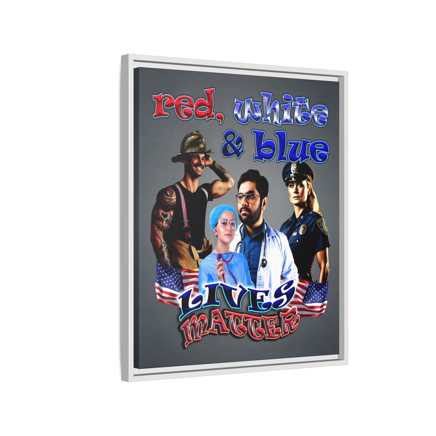 rw&b lives matter - framed canvas art (grey-light grey)