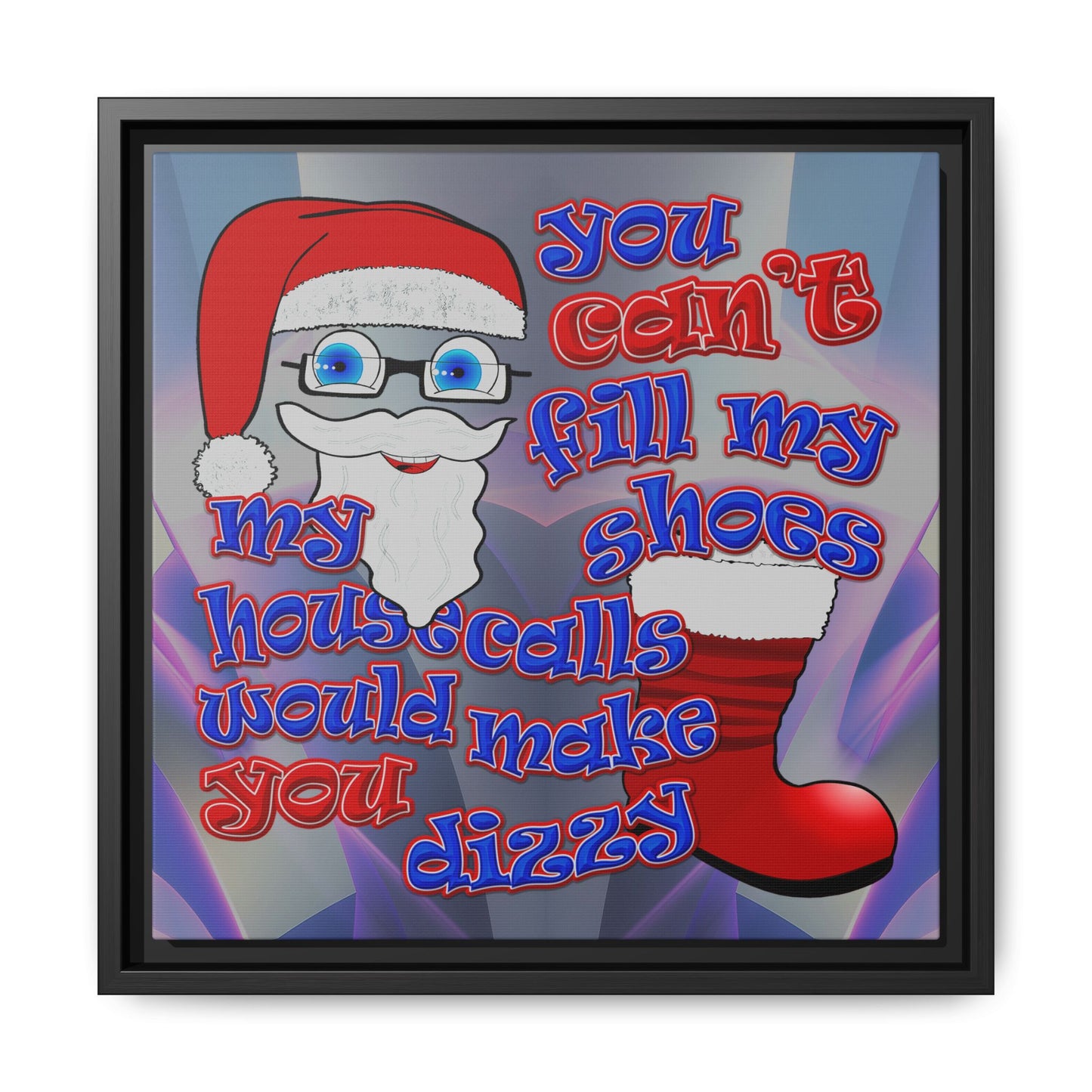 santa's shoes - framed canvas art (grey-pink wave)